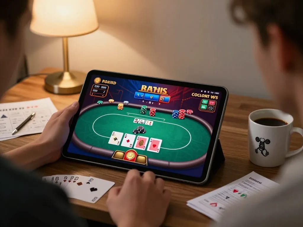 Playing online casino games at home using link gg88, capturing excitement in a relaxed setting.