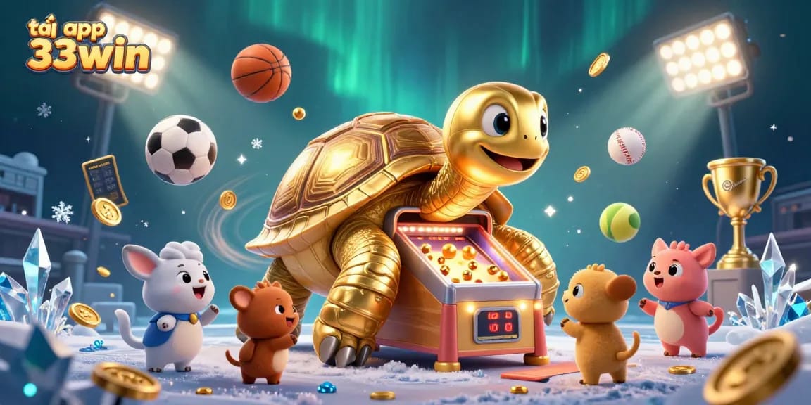 Tải app 33win for effortless gameplay in this vibrant 3D casino scene filled with excitement and dynamic sports elements.