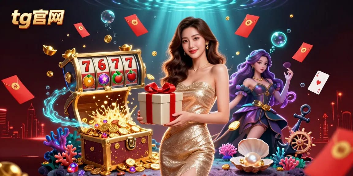 通过迷人的3D插图与tg官网的刺激老虎机体验进行互动，插图中包含生动的角色和赌场元素。