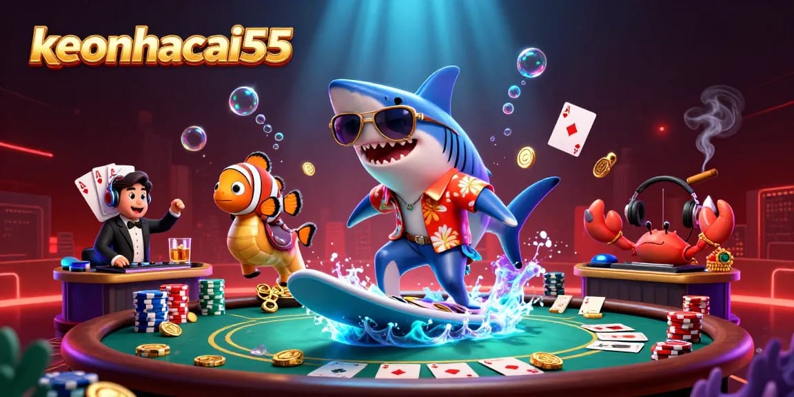 Engage with keonhacai55 in a vibrant ocean scene showcasing gambling excitement and fun.