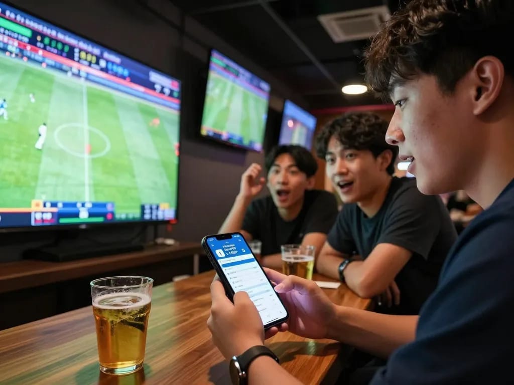 Engaging in live sports betting with tỷ lệ kèo nhà cái 5 displayed on mobile app during an exciting game.