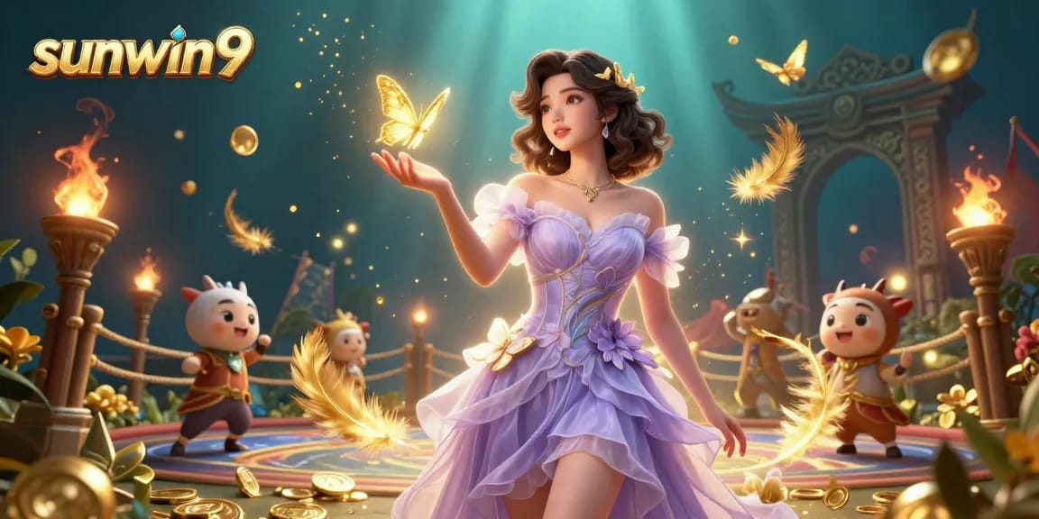 Experience thrilling excitement at sunwin9 with 3D cartoon characters amidst a dynamic casino scene.