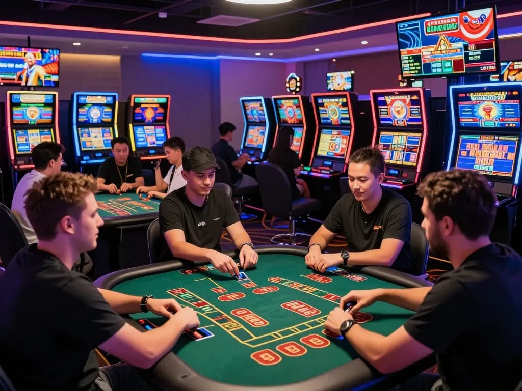 Exciting online gaming experience at https://rr88c.mobi/ with players enjoying diverse casino games and vibrant atmosphere.
