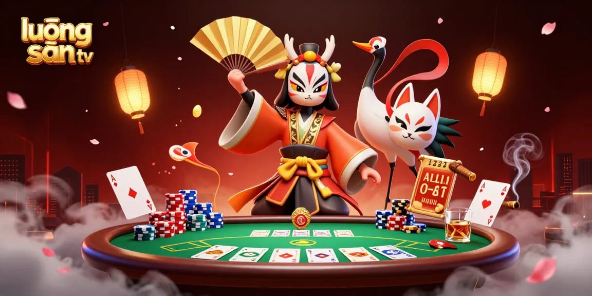 Experience gripping action with lương sơn tv in this vibrant poker-themed illustration.