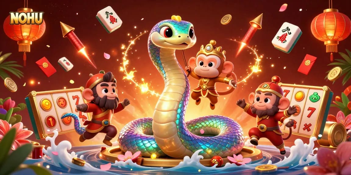Experience thrilling gameplay at NOHU with colorful jackpot elements and dynamic characters.