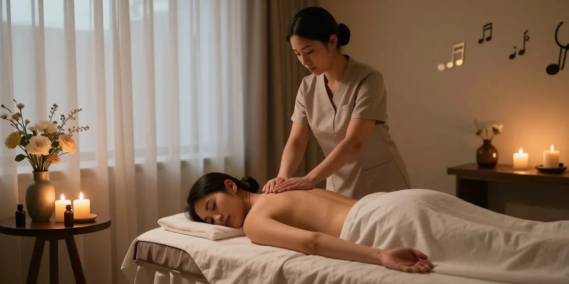 Experience 일산출장마사지 in a tranquil wellness center, showcasing an expert therapist providing soothing treatments.