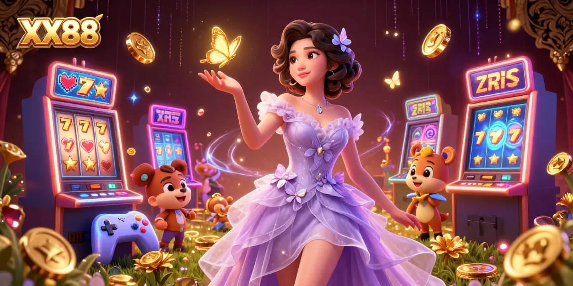 Experience the exhilarating gameplay at XX88, featuring dazzling slot machines and vibrant casino elements.