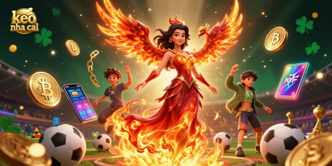 Experience the thrill of keo nha cai betting with a vibrant scene featuring sports elements and intense energy.