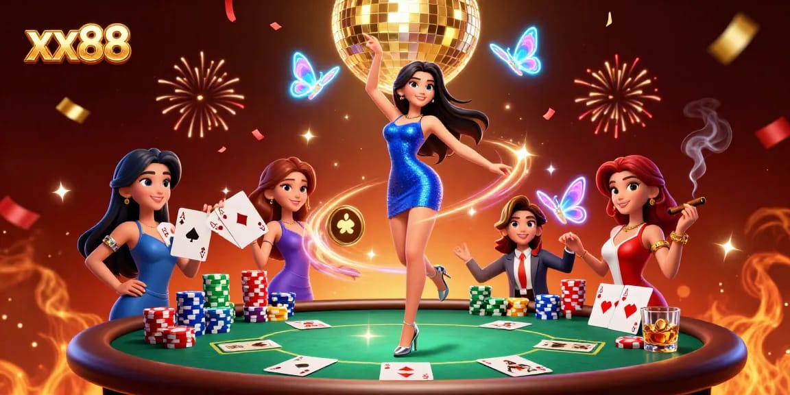 Engage in action-packed gameplay at xx88 with vibrant casino elements and dynamic characters.