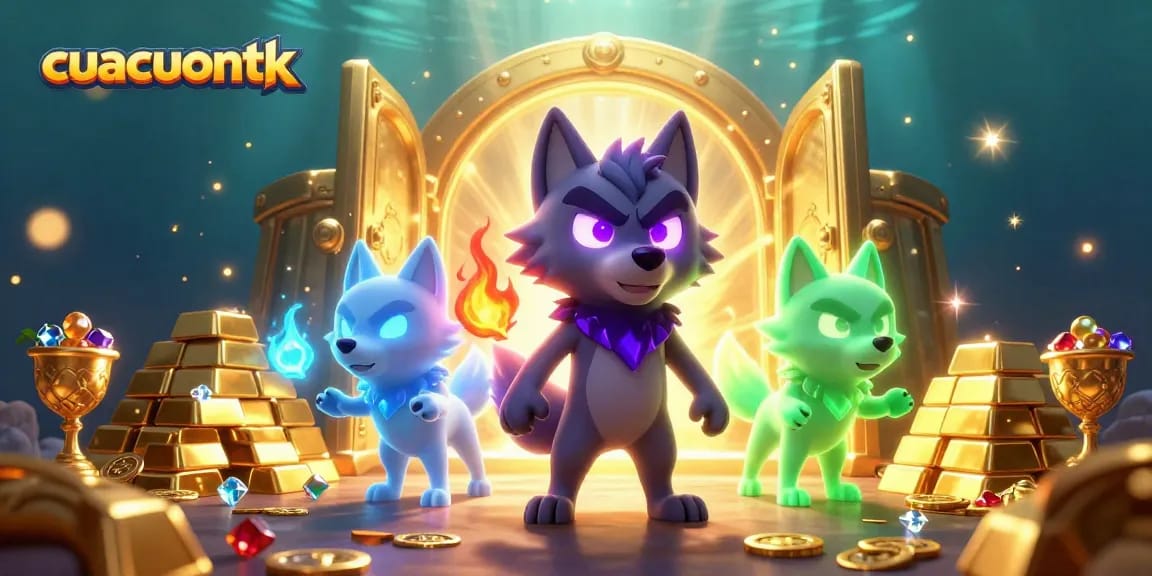 Experience thrilling gameplay at cuacuonttk surrounded by dynamic gold treasures and ethereal wolf spirits.
