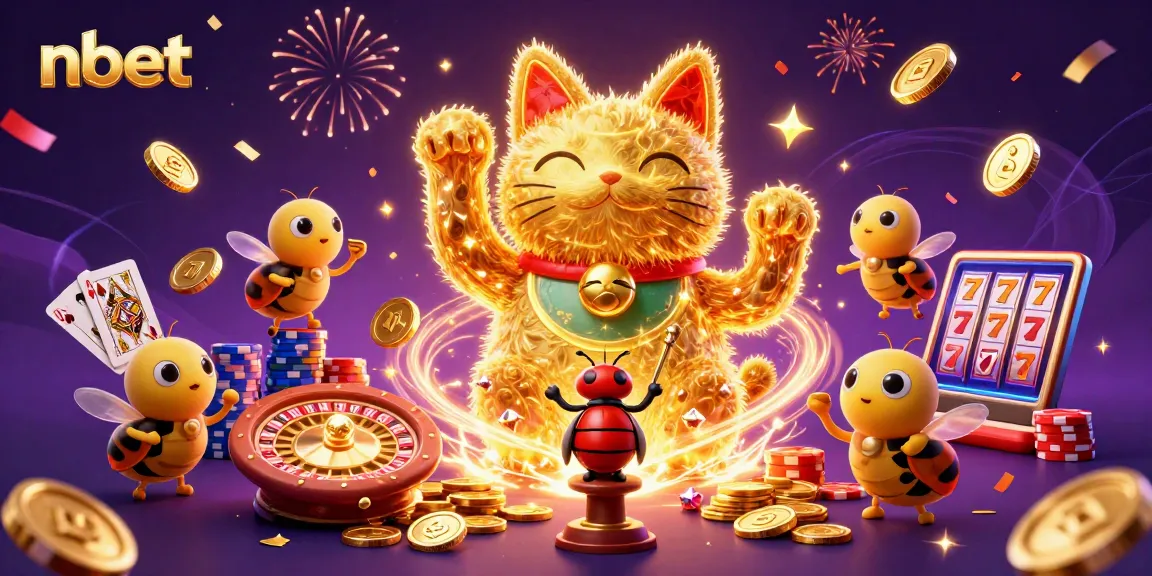 Experience the magic of nbet with a vibrant lucky cat and dynamic casino symbols!