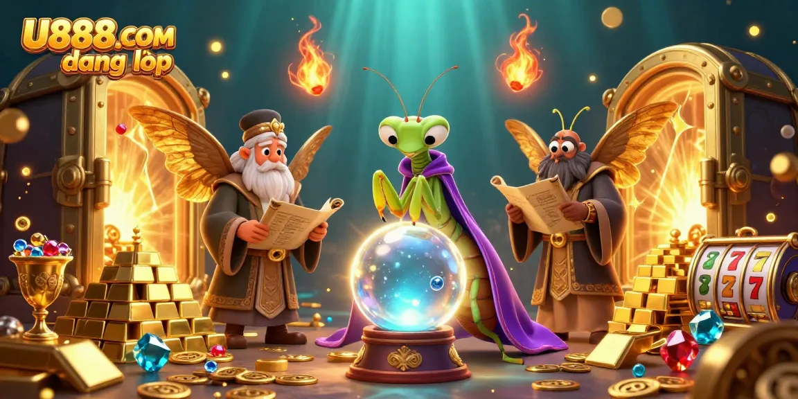 Experience the magic of U888.COM đăng nhập with a dynamic casino scene featuring a fortune teller.