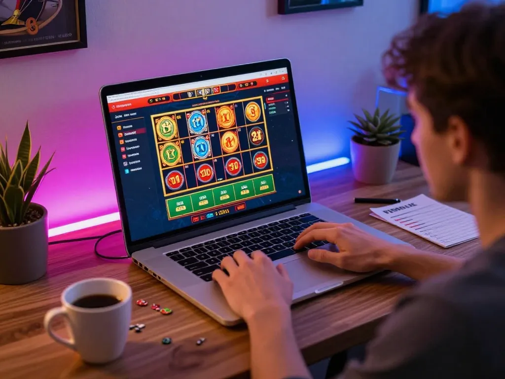 Player engaging with alo8 online casino interface, showcasing vibrant games and strategies.