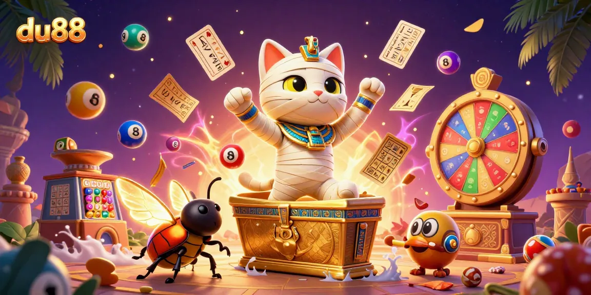 Experience the thrills at du88 with a colorful casino scene featuring dynamic characters and vibrant elements.