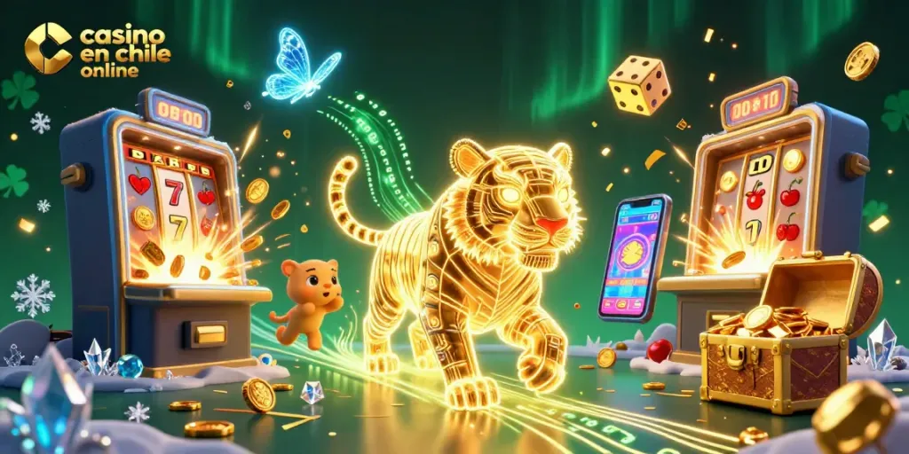 Disfruta de emocionantes juegos en casino en chile online con tragamonedas y un tigre de luz que brilla.
