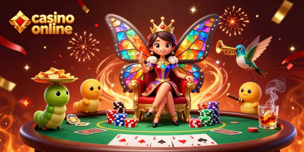 Disfruta de un emocionante juego en un casino online con mesas de poker y la reina mariposa.