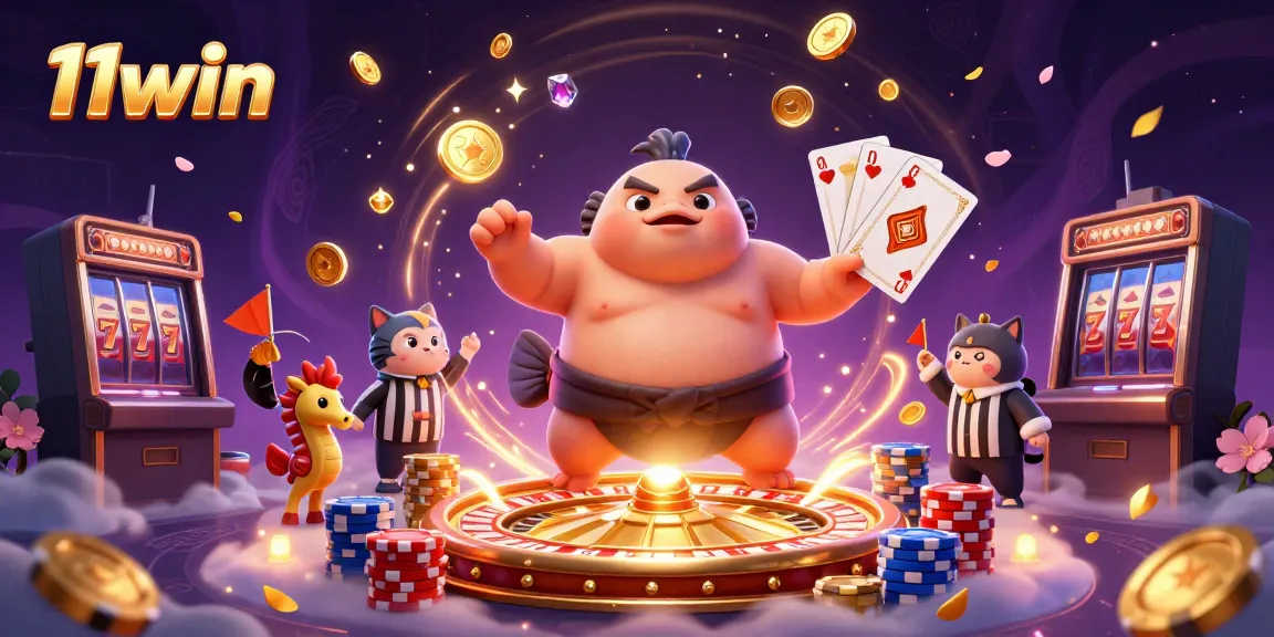Engage in the thrilling world of 11win with cartoon characters at an underwater casino, showcasing vibrant gameplay elements.