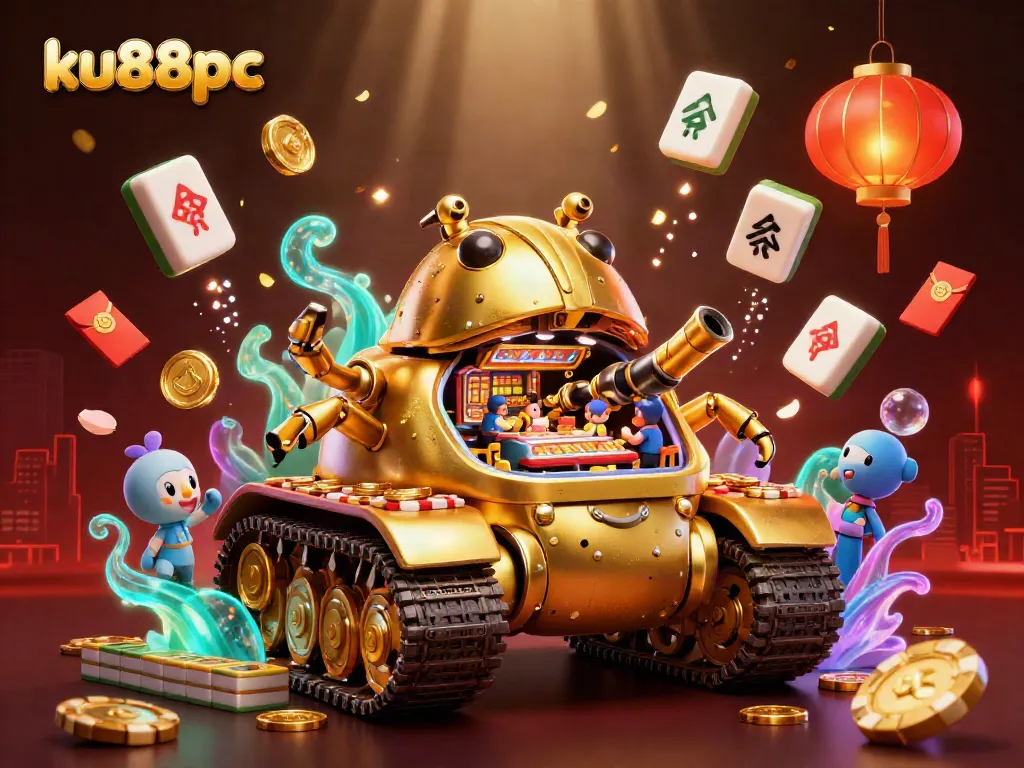 Engage with the immersive gaming experience at ku88pc featuring a whimsical casino crafted within a golden beetle tank.