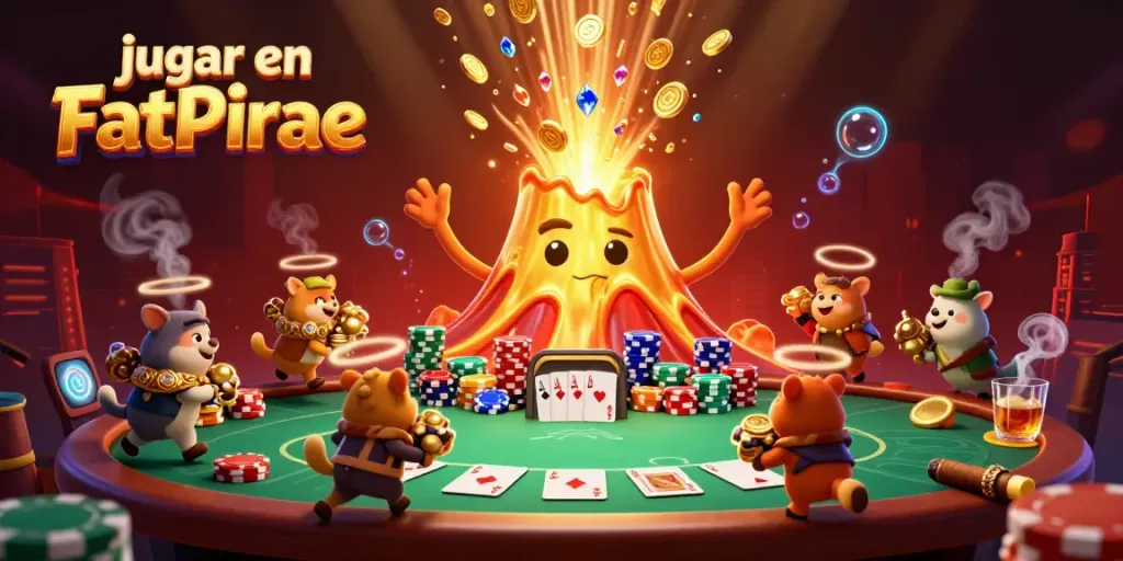 Gana tesoros al jugar en FatPirate con un volcán de oro y animales exploradores emocionantes.