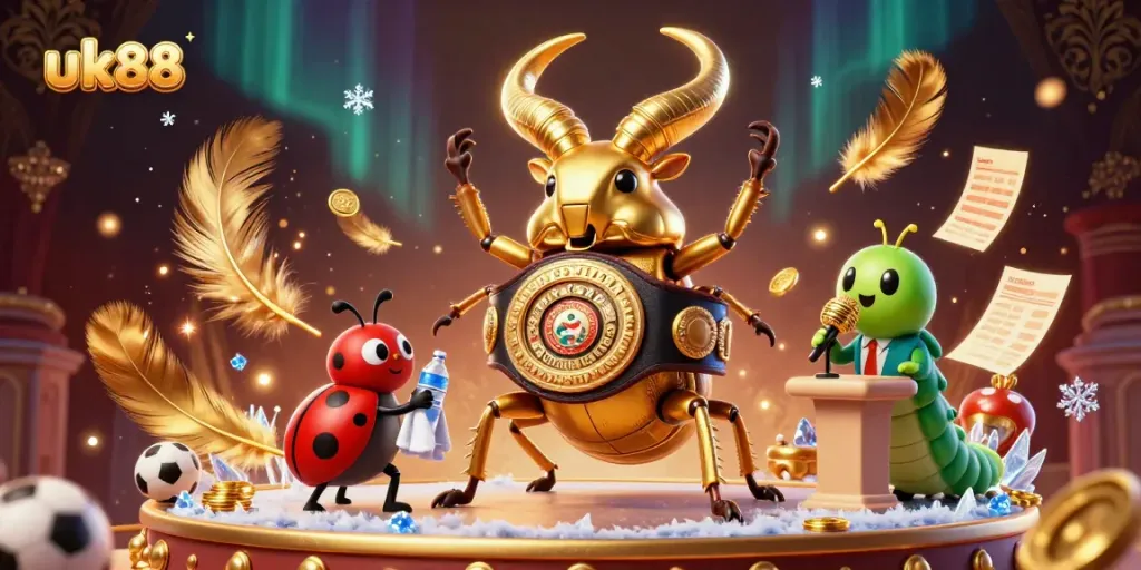 Engage in thrilling sports betting with uk88, where a giant golden beetle takes center stage!