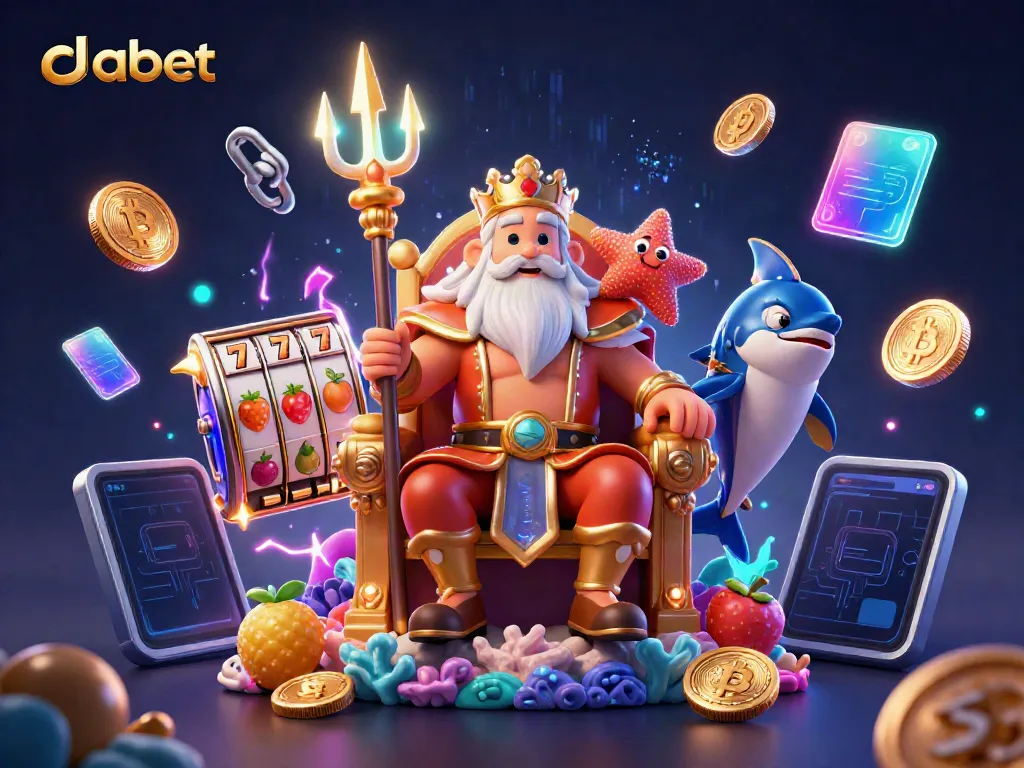 Spin the slots with dabet's vibrant casino adventure featuring Neptune and treasure elements.