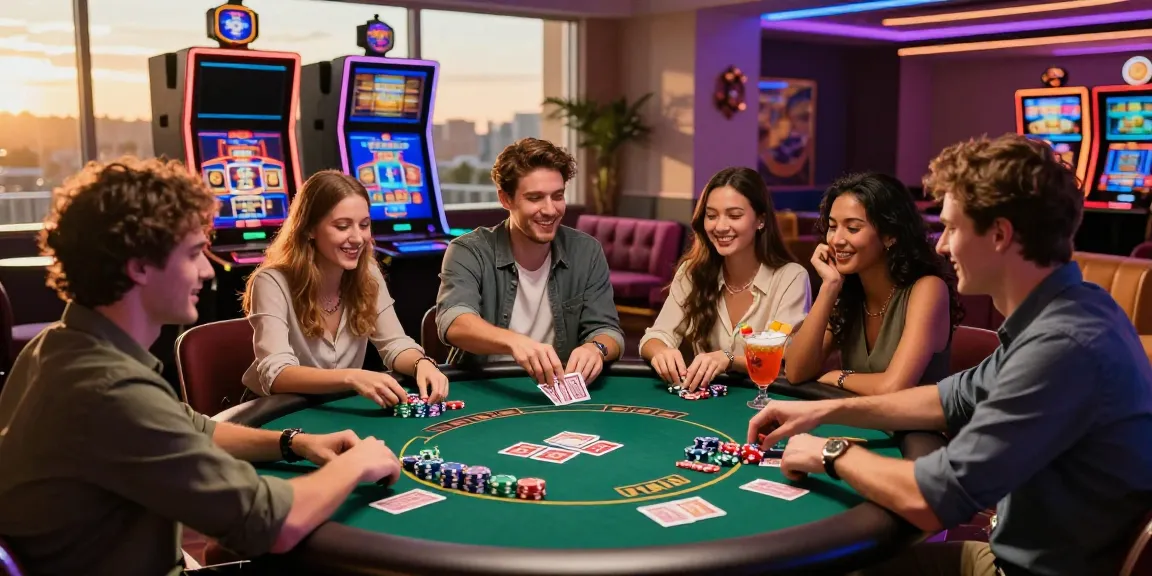 Exciting gameplay at https://www.78wind.love/ casino with friends celebrating around poker table.