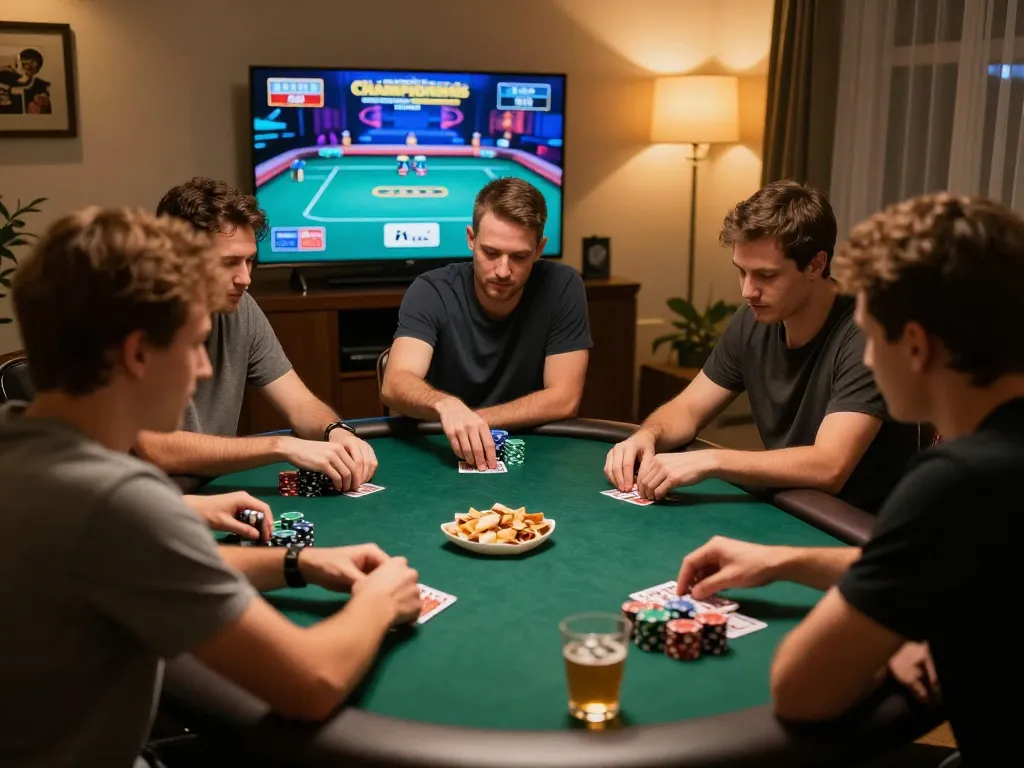 Players strategizing at a poker game with excitement, showcasing nhà cái 88bet as an engaging online gaming option.