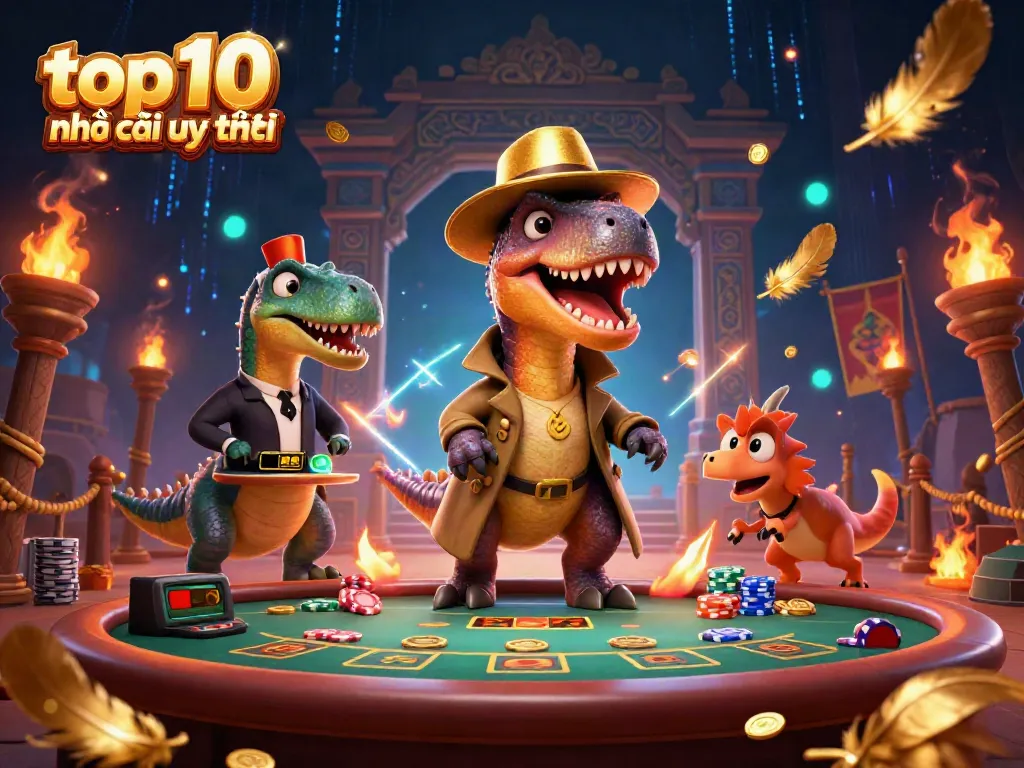 Watch a velociraptor card counter at the blackjack table in the top 10 nhà cái uy tín illustration.