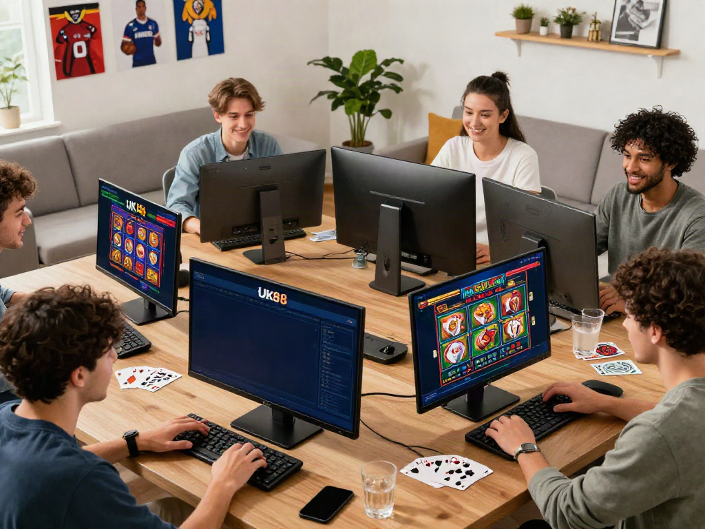 Exciting online gaming scene at UK88 with diverse players engaged in betting activities
