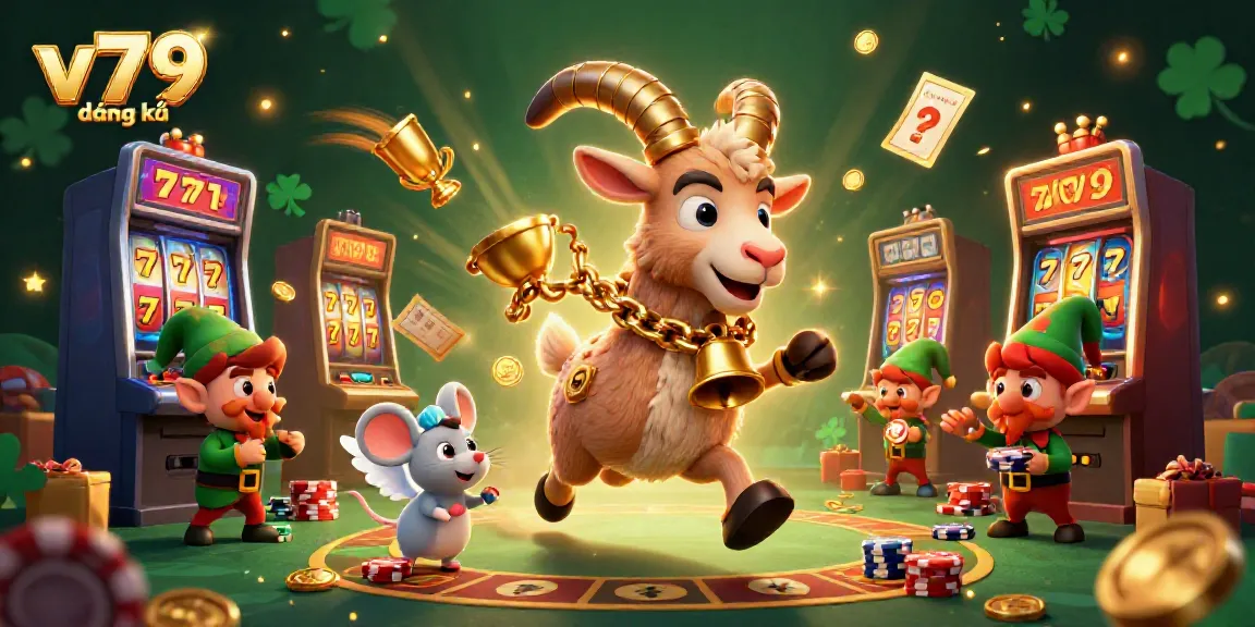 Experience v79 đăng ký with a playful casino scene featuring Krampus and lively gremlins stealing chips.
