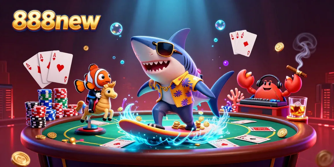 Experience the thrill of gaming at 888new with a vibrant undersea casino scene featuring coins and poker elements.