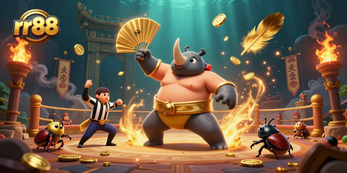 rr88 champions battle in a vibrant arena, winning gold coins amidst betting excitement