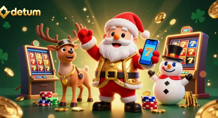 Engage with datum's vibrant jackpot slots scene showcasing festive characters in a casino-themed illustration.