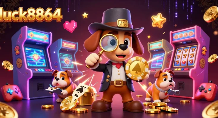 Play through luck8864's casino world as a detective, discovering treasures among vibrant game elements.