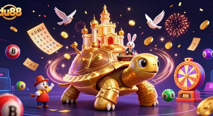 Engage in thrilling action at du88 with a vibrant 3D casino scene featuring animated elements.