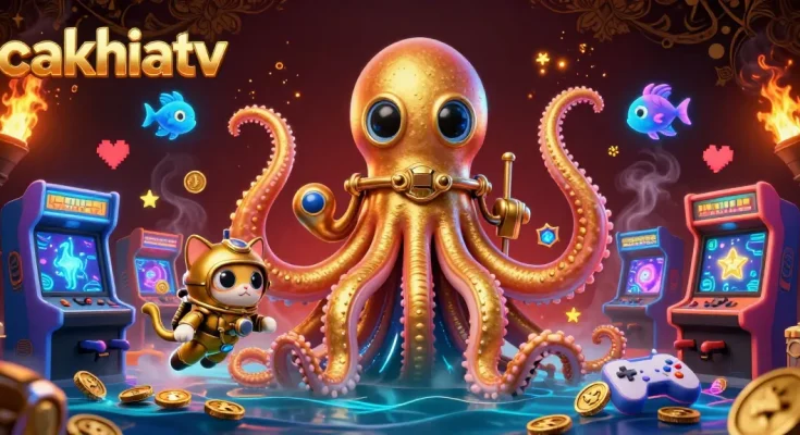 Join the thrilling adventure of cakhiatv, discovering golden treasures amidst a vibrant casino undersea realm.