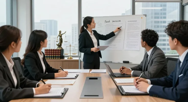 Lawyers collaborating in a modern office, pop over to this web-site for expert legal advice.