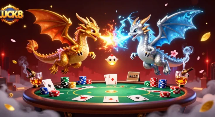 Engage with LUCK8 in an exciting poker showdown with dragon thrones and dazzling game elements.