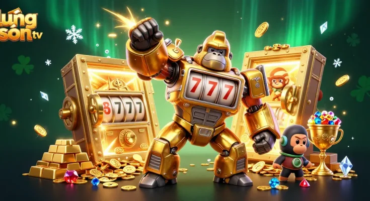 Experience thrilling gameplay with lương sơn tv as the dazzling golden gorilla mech explodes in joy!